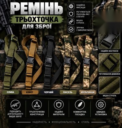 Ремінь триточкова для зброї
