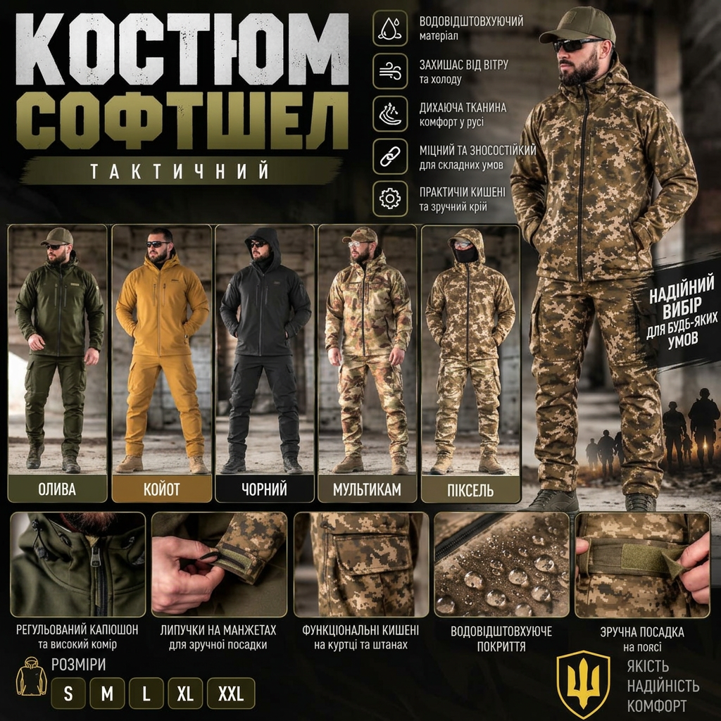 Тактичний костюм Softshell — куртка та штани